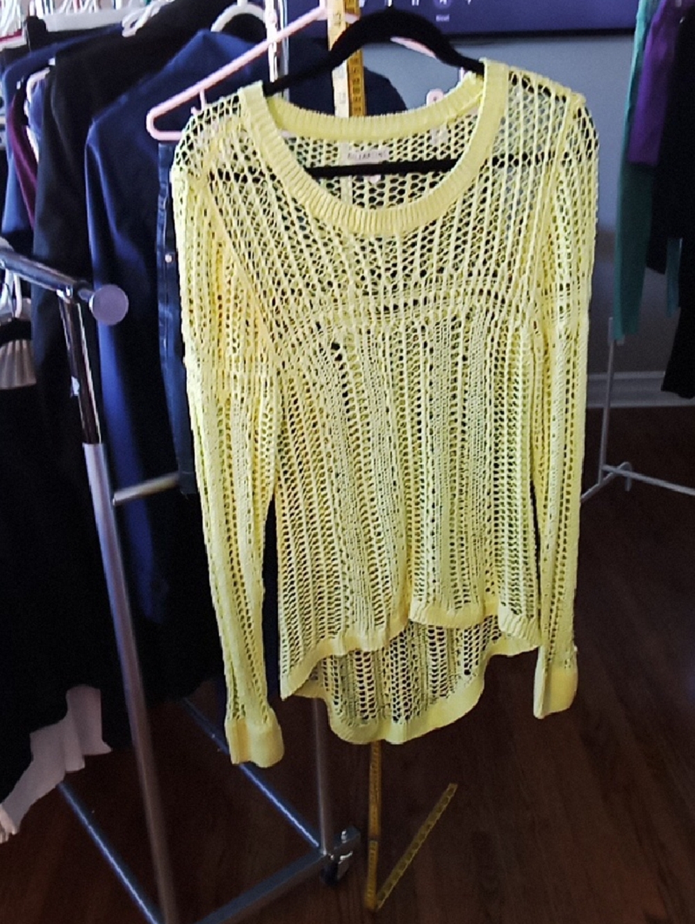 Lightweight Yellow Open-Knit Women's Sweater